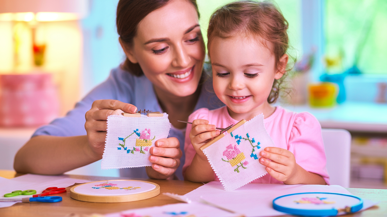 Descoperă magia iiei: Broderii simple în punctul în cruce pentru copii și părinți
