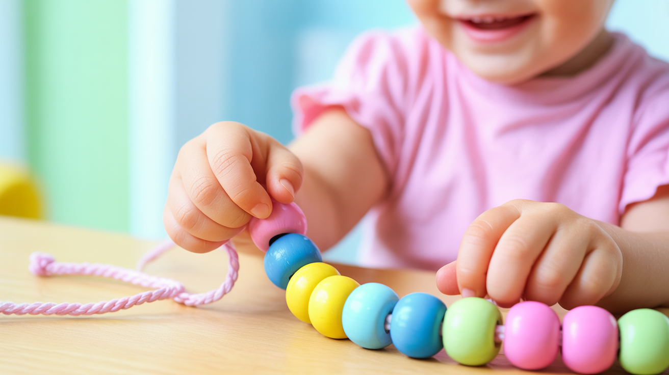 Activități de înșiruit și legare pentru motricitatea fină: cum antrenăm degetele dibace ale micuțului tău